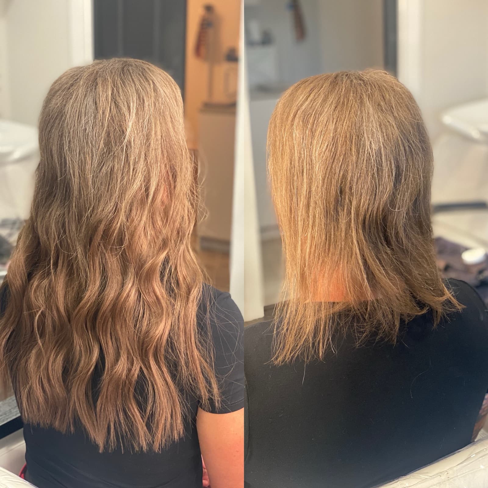 Strawberry blonde extension transformation, before and after